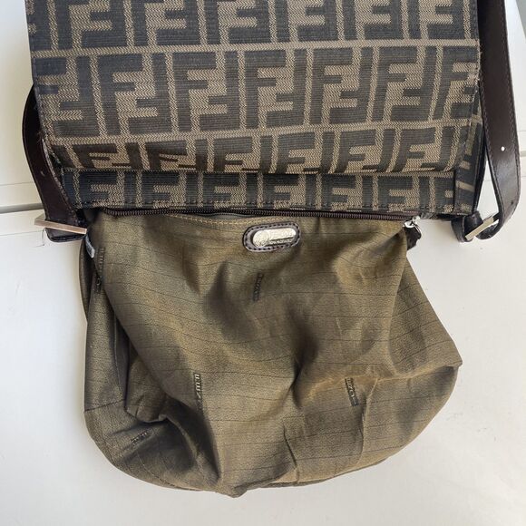 VTG RARE FENDI Zucca Pattern Shoulder Bag Hand Bag Mamma Baguette 71-15980-001 - Picture 7 of 16